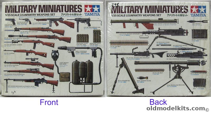 Tamiya 1/35 US Infantry Weapons Set Bazooka with Rockets  / .50 Cal M2 Machine Gun with Belt Ammo and Box / .30 Cal. Machine Gun / Mortar / 57MM Recoilless And Much More, 3621 plastic model kit